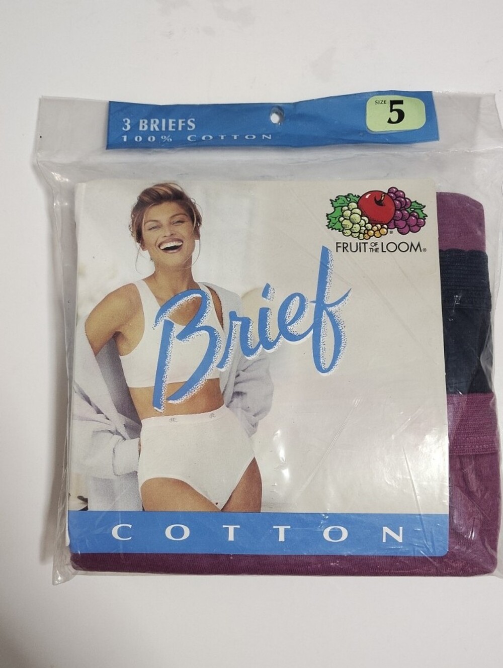 VINTAGE 1999 Fruit Of The Loom Ladies Cotton Briefs Underwear Size 5 - 3 Pack